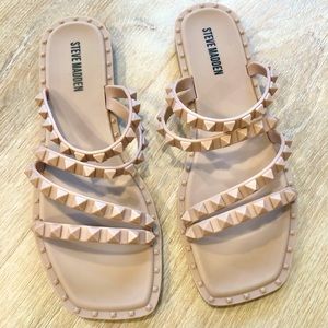 Steve Madden Studded Strappy Skyler J Square Toe Block Heel